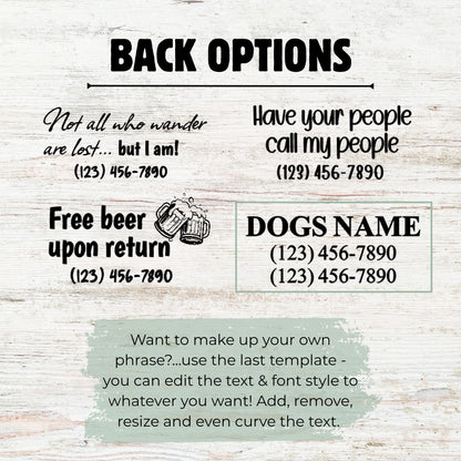 Collection of customizable text options on a wooden background